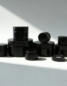 Empty UV Black  Dark Violet Cosmetic Glass Cream Jar  Concentrate Container With Black Lid D888