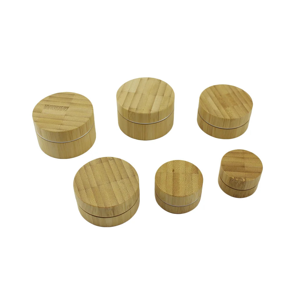 Small 5ml 10ml 15ml 30ml 50ml 100ml Bamboo Aluminium Cosmetic Jars Container Packaging with Bamboo Lids - 图片 2