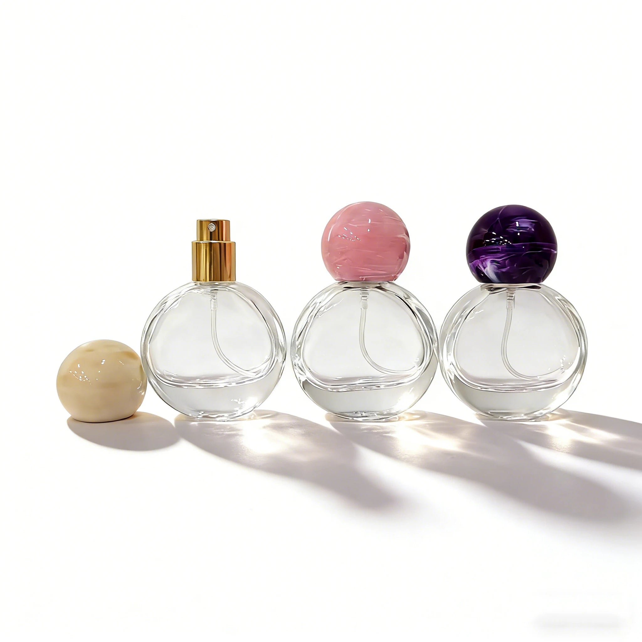 High Quality Transparent Empty Portable Perfume Atomizer 25ml Oval Shape Perfume Glass Bottles with Ball Cap - 图片 2