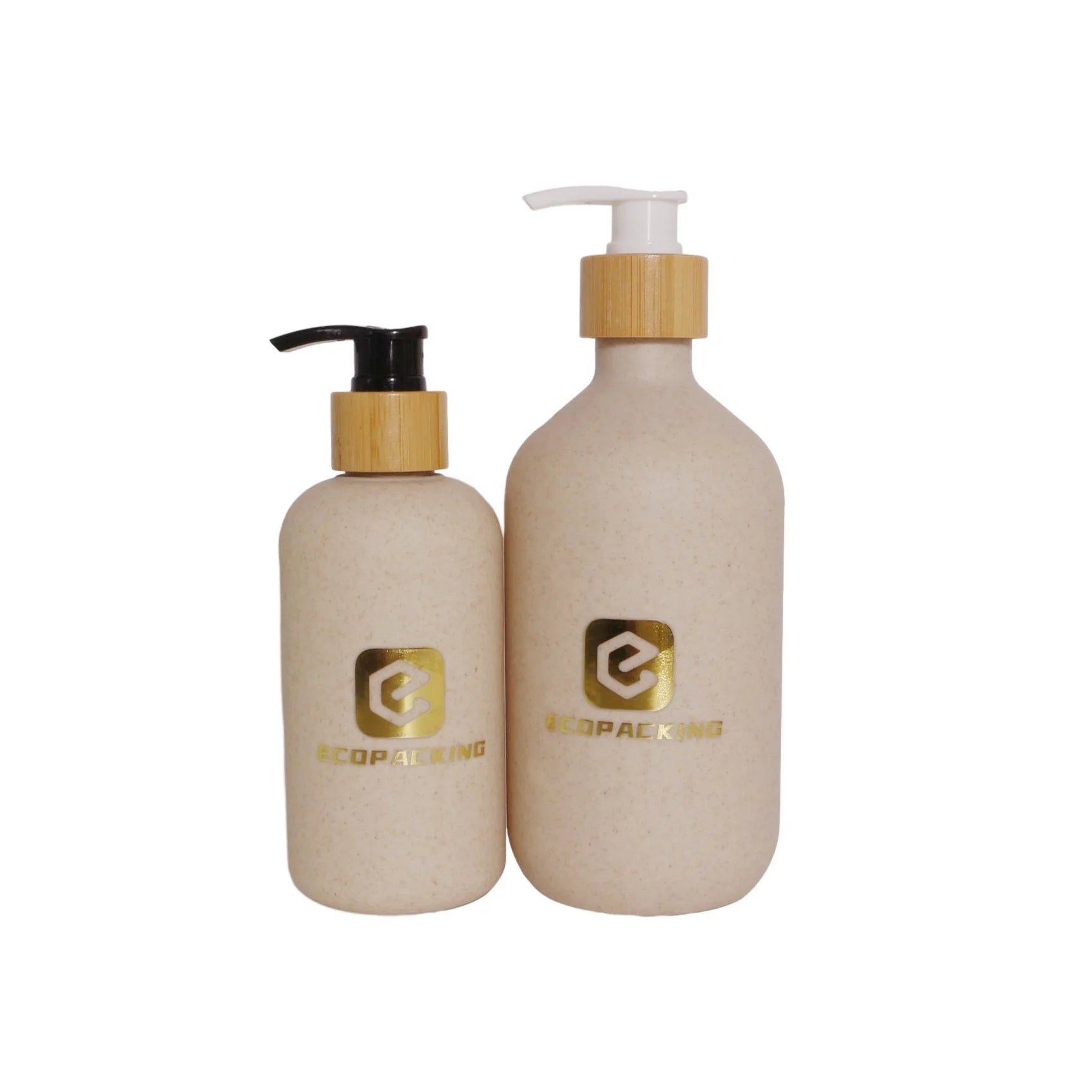 Eco Friendly Biodegradable Container 300ml Plastic Bottle Wheat Straw Recyclable Bottles for Shower Gel Shampoo - 图片 2