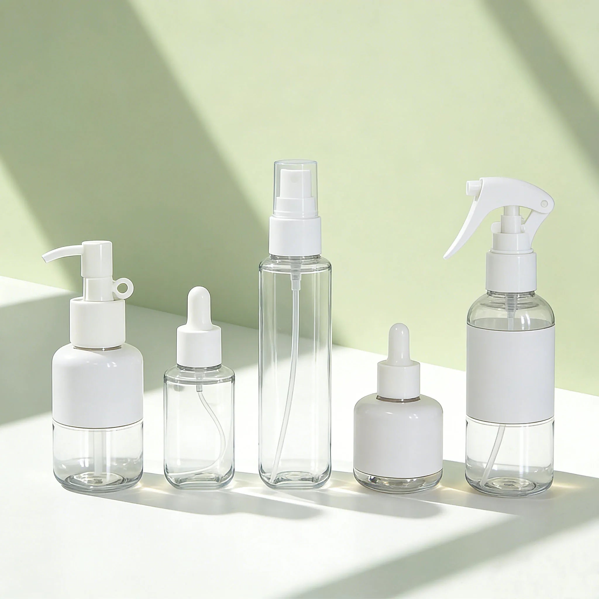 Refillable PET Empty Containers Square Lotion Pump Bottle Mist Spray Bottle Dropper Bottle Combo - 图片 4