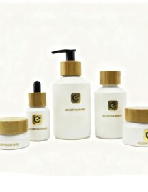 Custom 30ml 120ml White Inclined Diagonal Shoulder Cosmetic Perfume Lotion Pump Glass Mascara Packaging Set