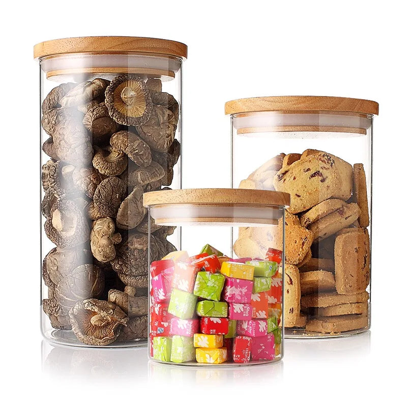 Food Grade Bamboo Wooden Lid Acacia Lid Glass Container Storage Jar Glass with Lid for Food Packaging - 图片 3