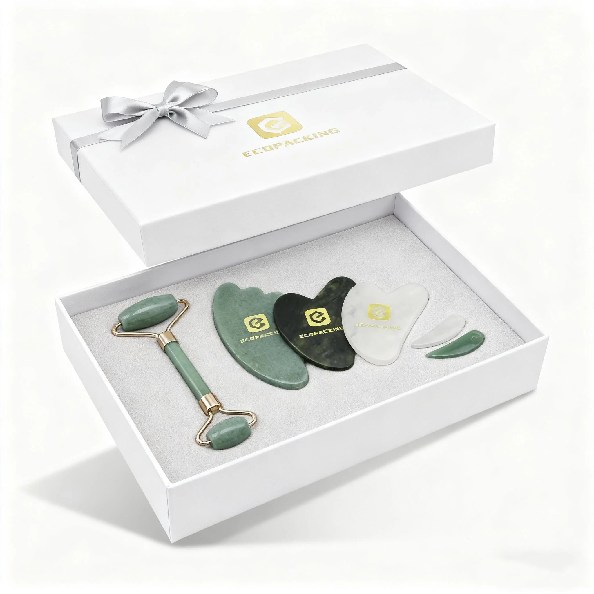 Rose Quartz Face Roller and Gua Sha Massager Kit Crystal Stone Guasha Facial Beauty Tool Custom Jade Roller and Gua Sha Set A888