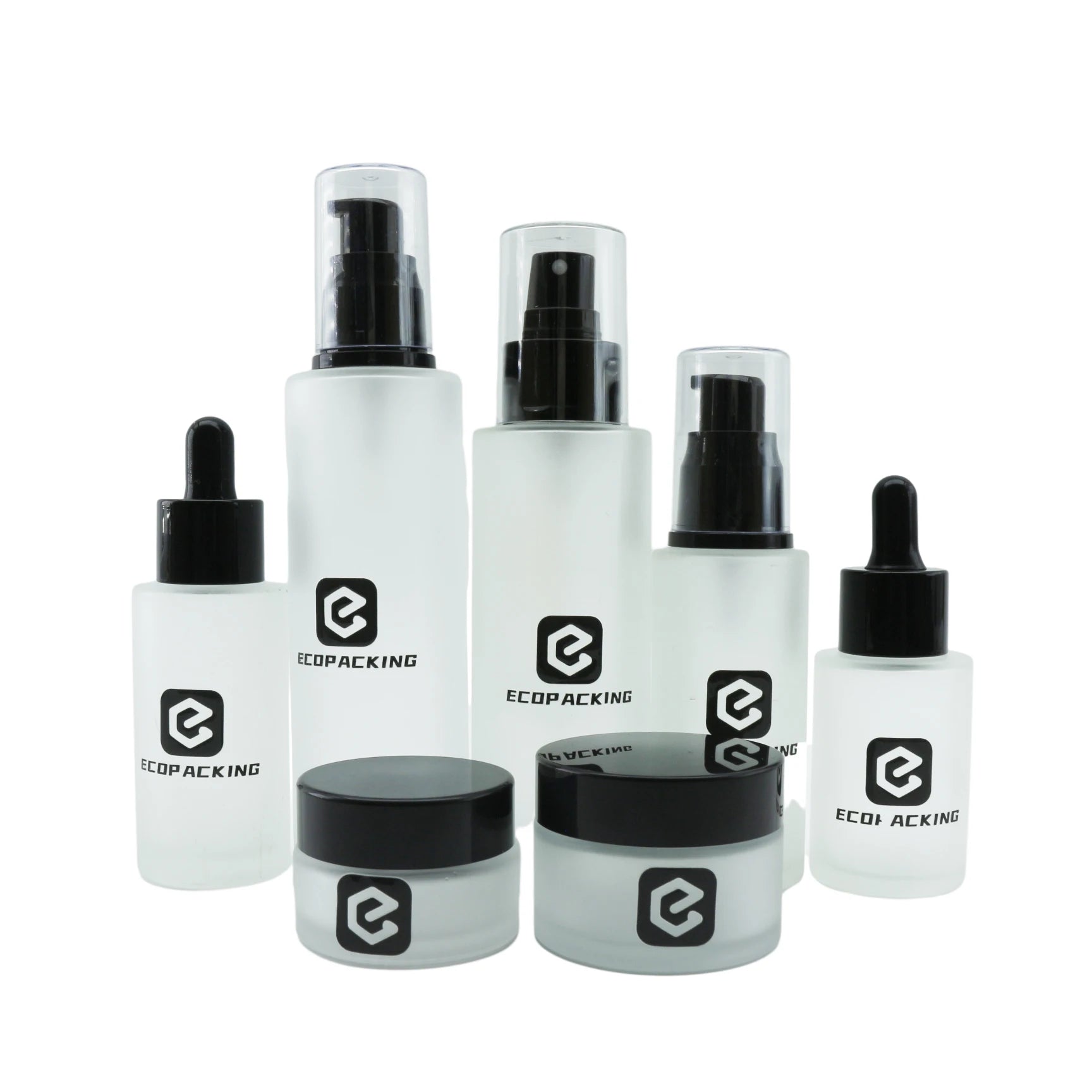 Frosted Empty Lotion Pump Cosmetic Frosted Glass Pump Bottle for Skin Care Face Cream Package - 图片 4