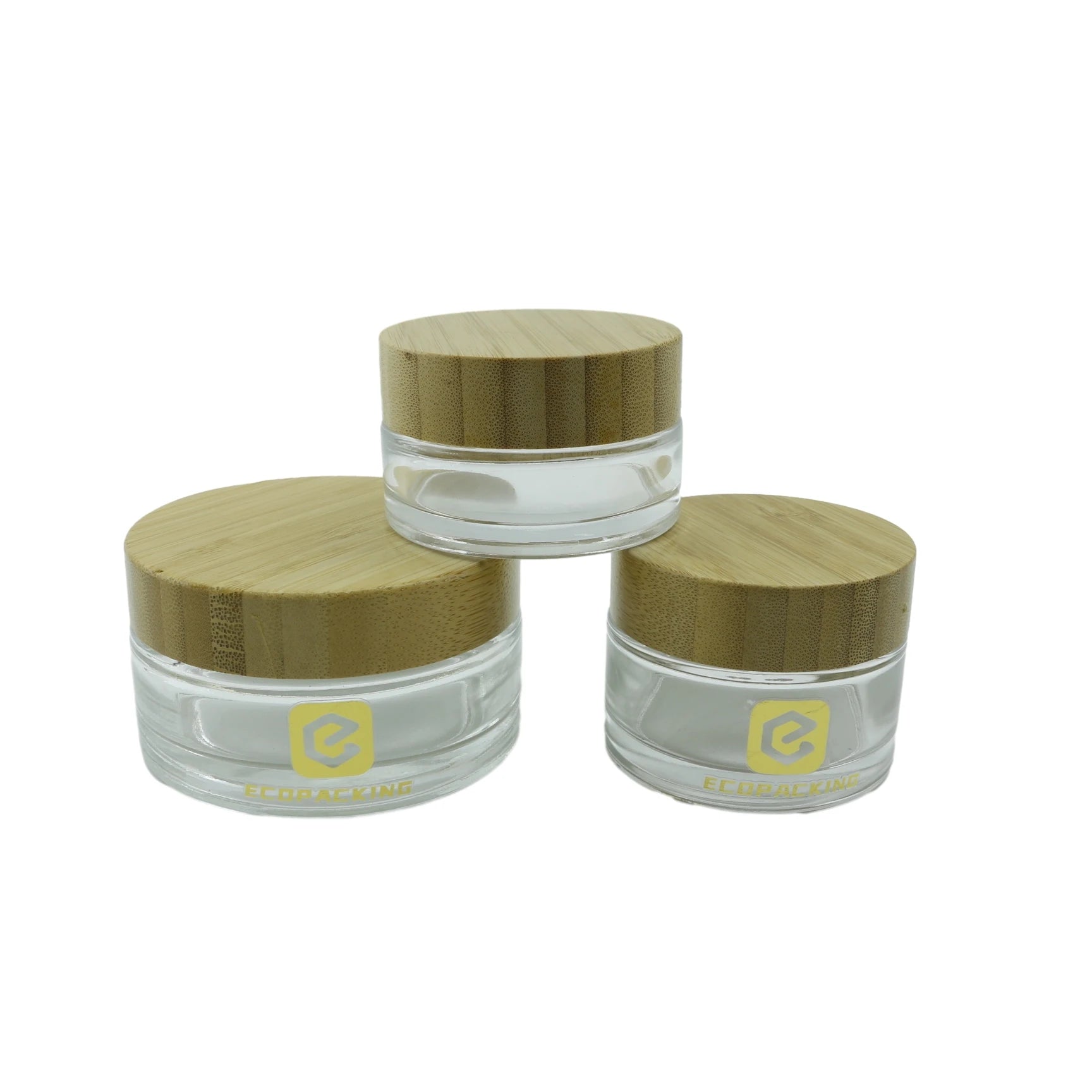 Natural Bamboo Cosmetic Packaging 5g 15g 30g 50g 100g Frosted Amber Glass Cream Jar with Bamboo Lid