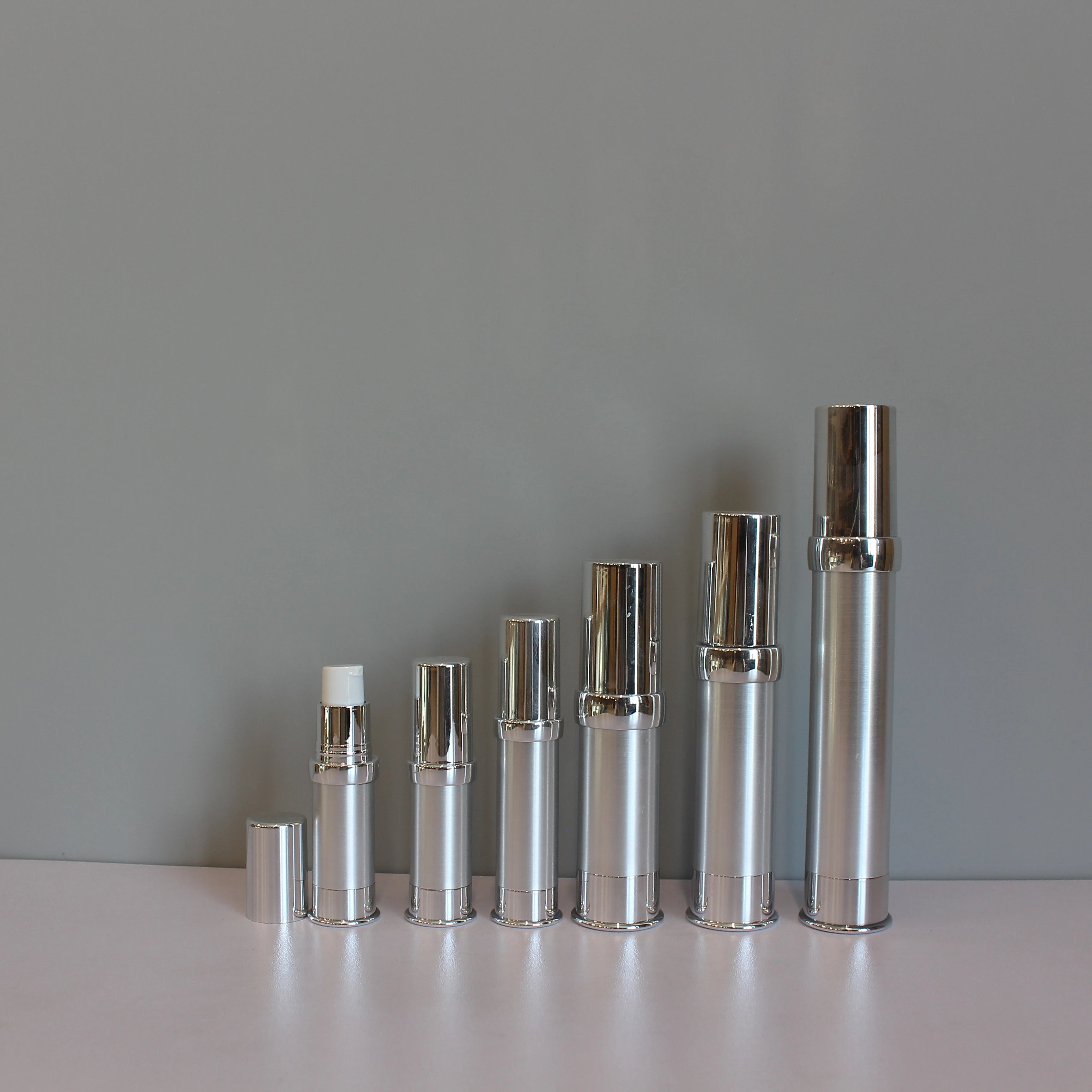 Luxury 5ml 10ml 15ml 20ml 30ml 50ml 80ml 100ml 120ml 150ml Cosmetic Cream Aluminum Silver Airless Pump Bottle for Lotion - 图片 4