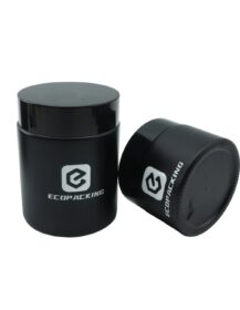 Eco Friendly Matte Frosted Black Glass Jar Cosmetic Cream Jar 30ml 50ml with Lids