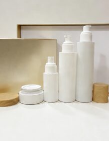 Skincare Set Pearl White Glass Cosmetic Jars & Lotion Bottles with Caps 60ml/100ml