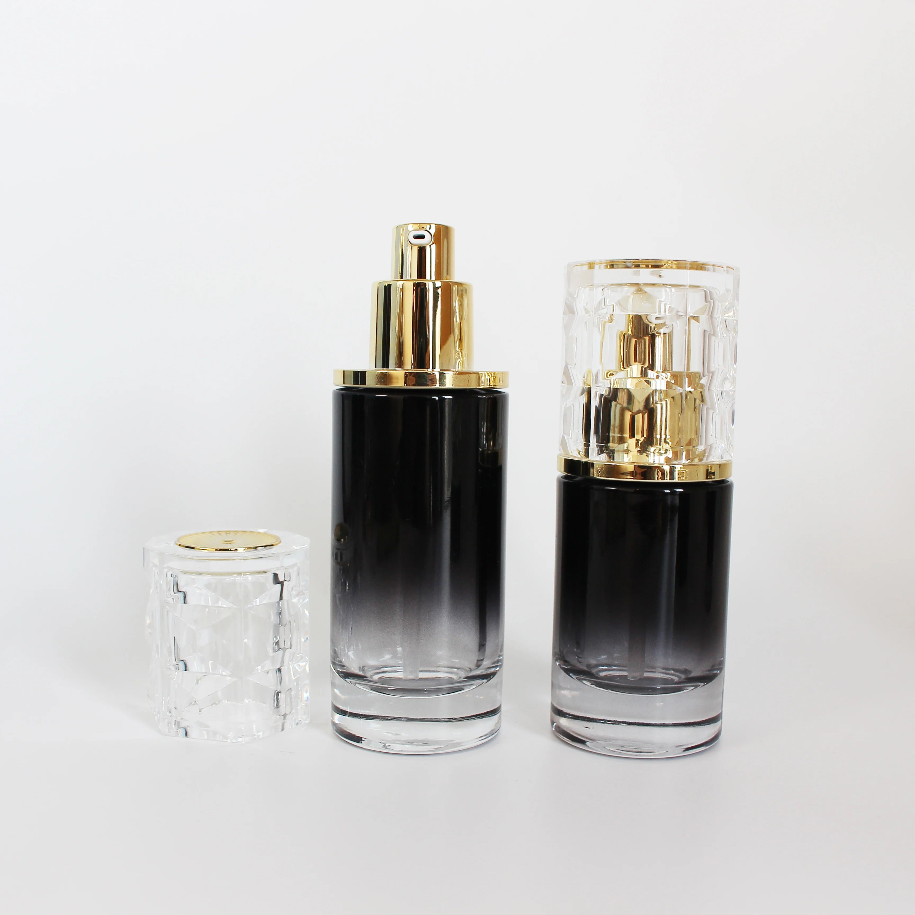 20ml 30ml 50ml 100ml 120ml Luxury Cosmetic Set Custom OEM Essential Oil Lotion Pump Spray Glass Bottle Glass Jar with Gold Cap - 图片 3