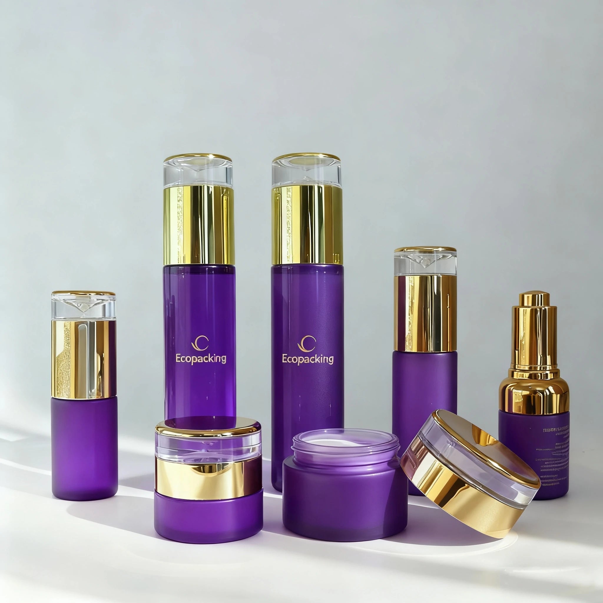 Hot Sale Glass Cosmetic Set 30ml White Dropper Bottle With Gold Lid Empty 15g Face Cream Jar - 图片 10