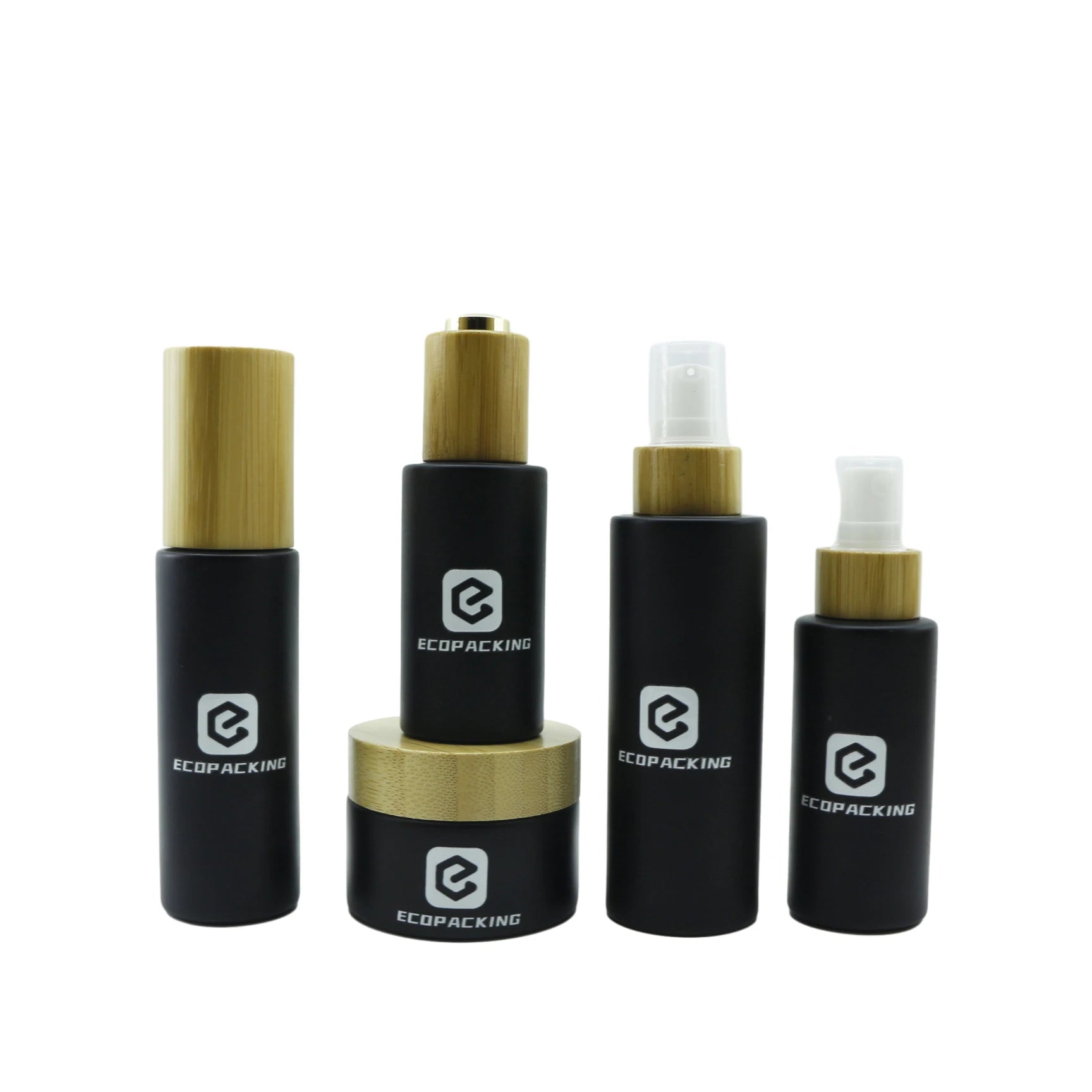 Bamboo Cosmetic Packaging Bottle Set Glass Lotion Shampoo Pump Spray Essential Oil Dropper Bottle and Glass Jar for Cream F888 - 图片 6