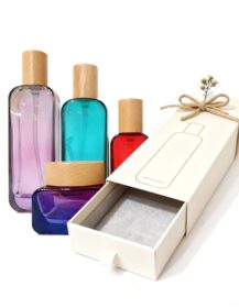 Eco Friendly Bamboo Topped Brown 30g 50g Glass Cosmetic Packaging 50ml 100ml Essence Pump Bottle Packaging Set for Cosmetic