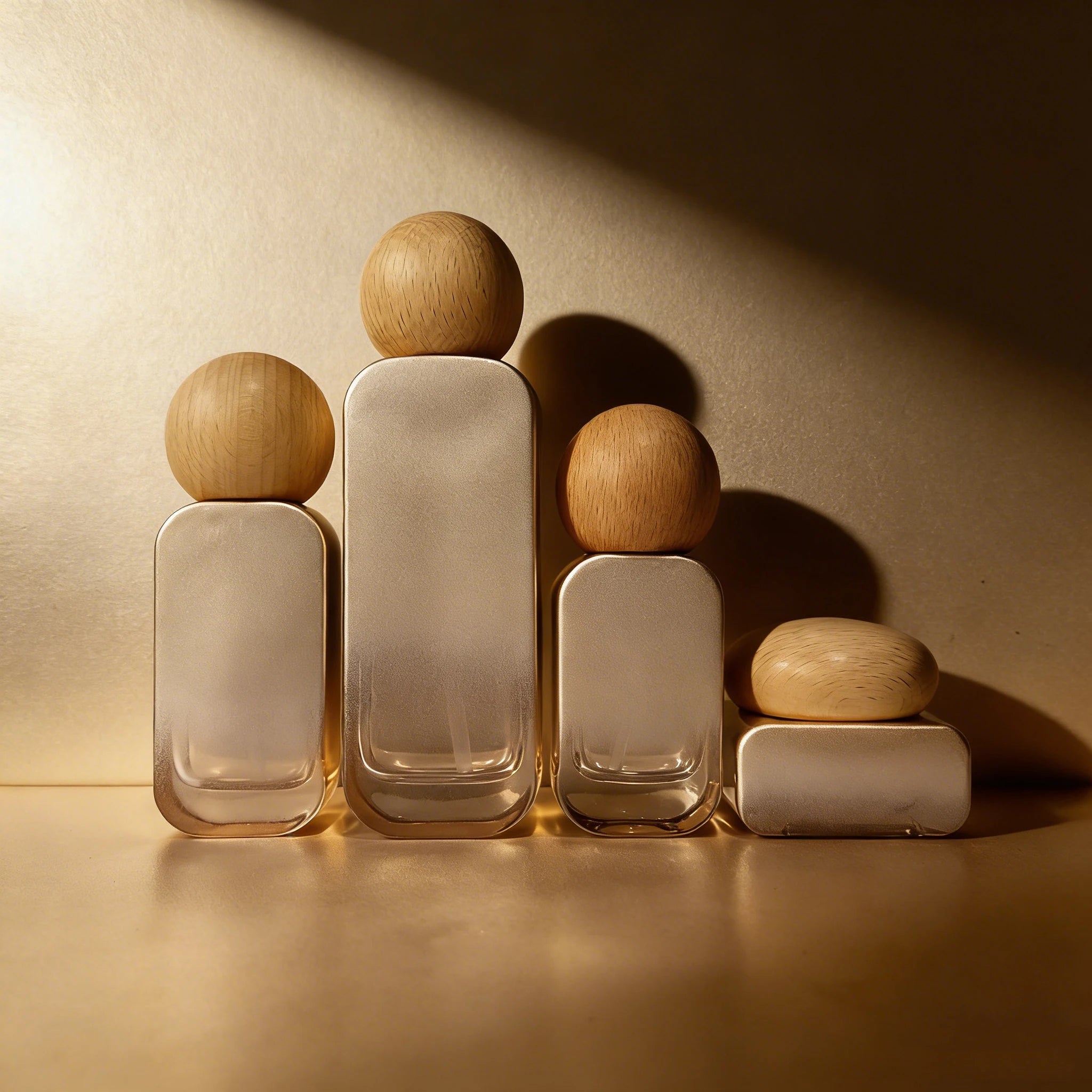 Luxury Square Cosmetic Set 30g/50g/100ml/50ml Glass Bottle Pump Flat Design Pearlescent Color Empty Skin Care Cream - 图片 4