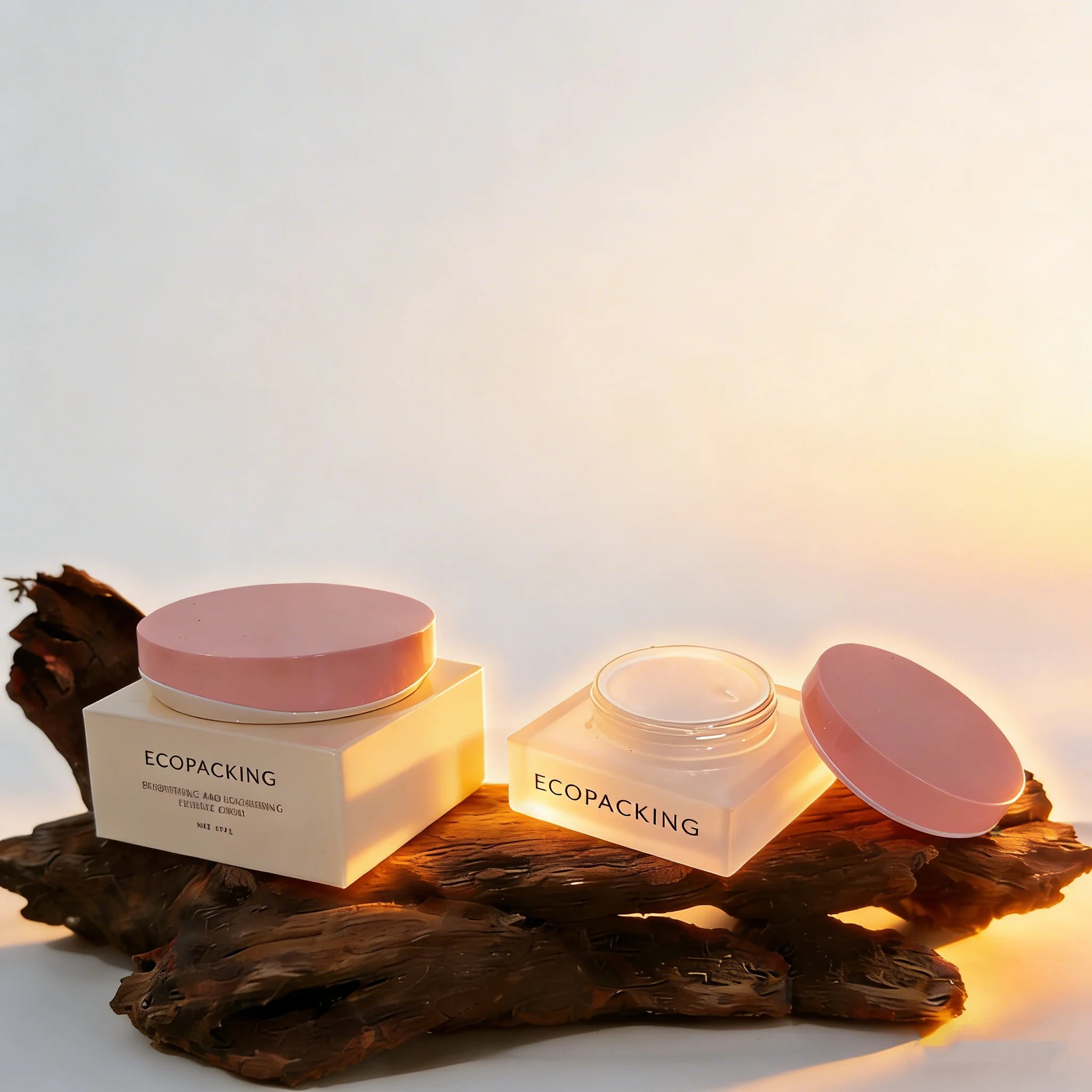 square Shape Thick Bottom 100g 200g Glass Cosmetic Jars with Plastic Lids Empty for Cream Packaging