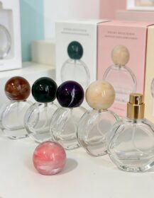 Elegant Transparent Round Glass Fragrance Bottle 25ml Spherical Cap Empty Refillable Perfume Atomizer Cosmetic Screen Printing