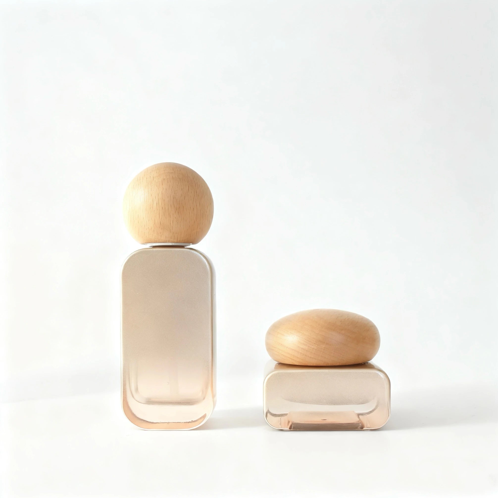Custom Color 20ml 30ml 50ml 100ml 120ml Pink Glass Serum Body Lotion Skincare Glass Pump Bottles Glass Cream Jar Sets - 图片 5