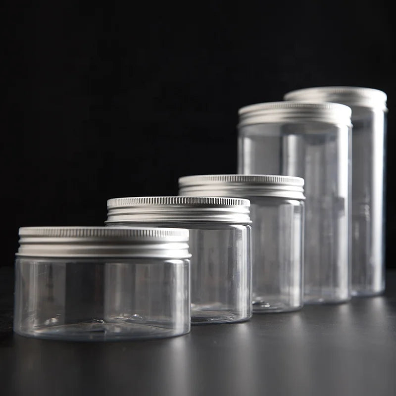 Transparent Container 100ml 120ml 150ml 200ml 250ml 300ml Plastic Food Jar with Aluminum Screw Lid - 图片 2