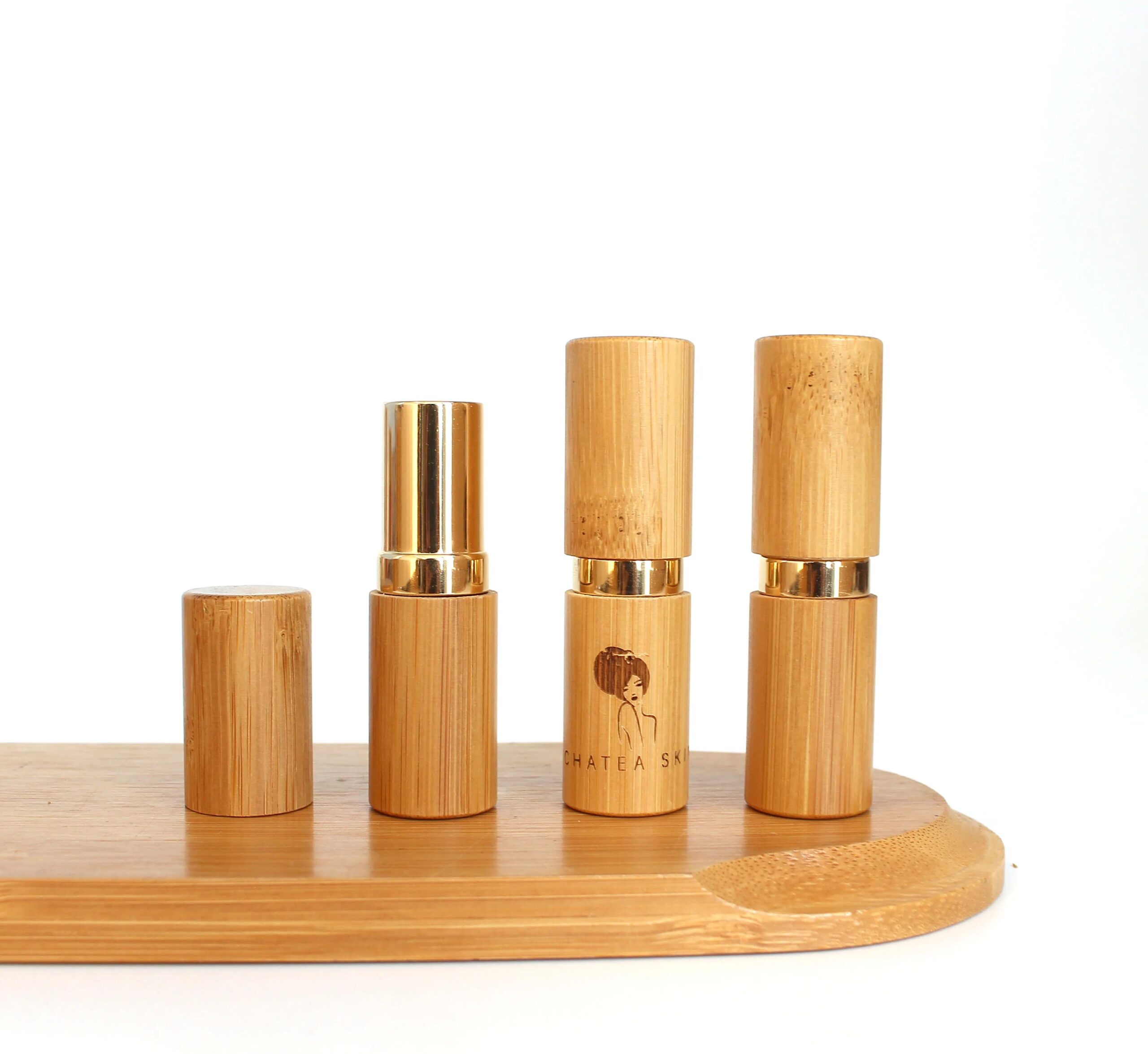 Custom Logo Refillable Wooden Twist up Lip Balm Bamboo Lipstick Tube Cosmetic Packaging N888