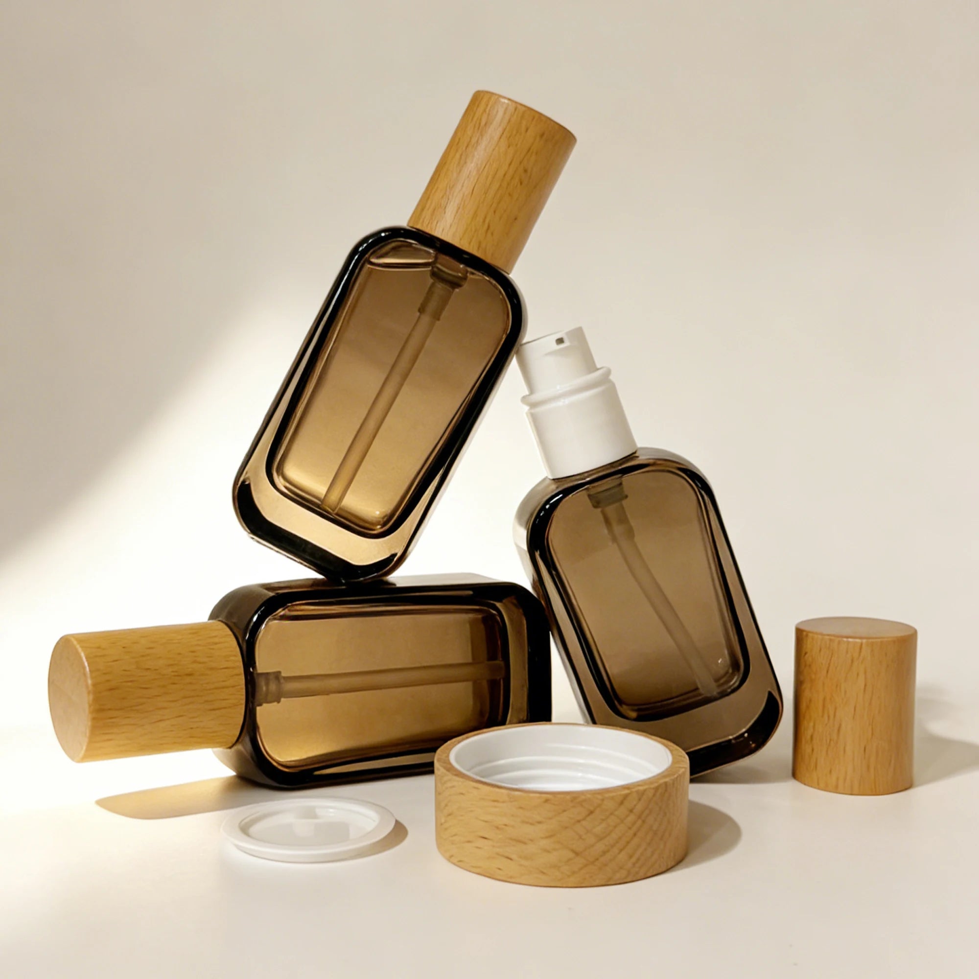 High-grade Skin Care 30ml 50ml 100ml 120ml Gradient Orange Cosmetic Lotion Pump Foundation Glass Bottles Jars Set Face Cream - 图片 5