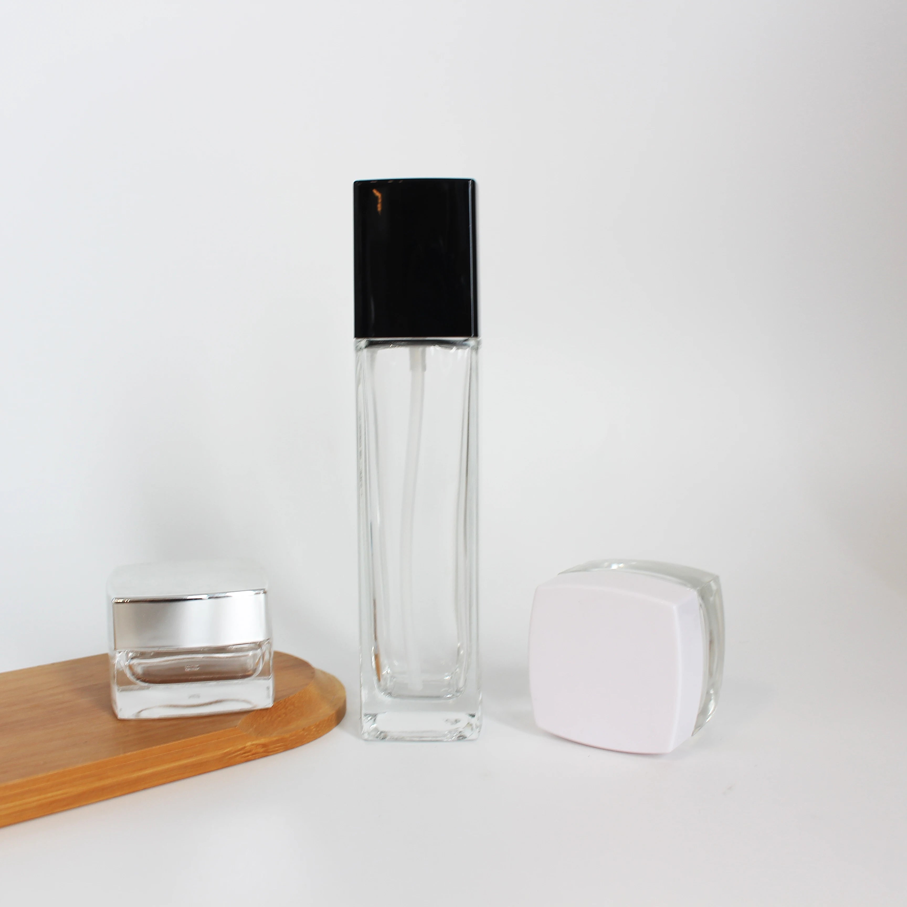 100ml 120ml square Cosmetic Luxury Essential Oil Hair Seum Skin Care Glass Pump Lotion Bottle Custom OEM - 图片 5