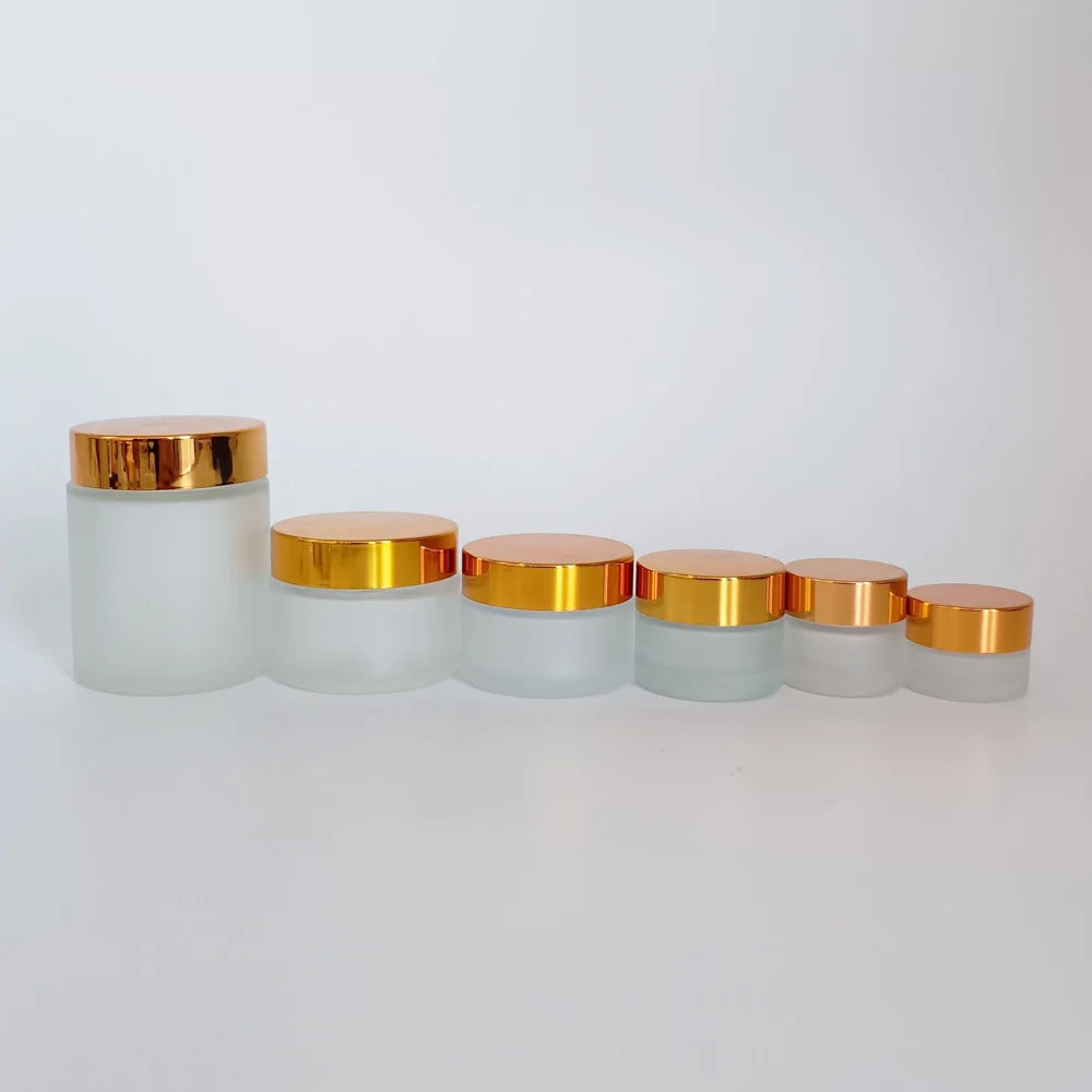 Wholesale Custom air Tight 5ml 10ml 15ml 20ml 30ml 50ml 100ml Matte Frosted Glass Cream Cosmetic Jars with Screw Aluminum Lid - 图片 5