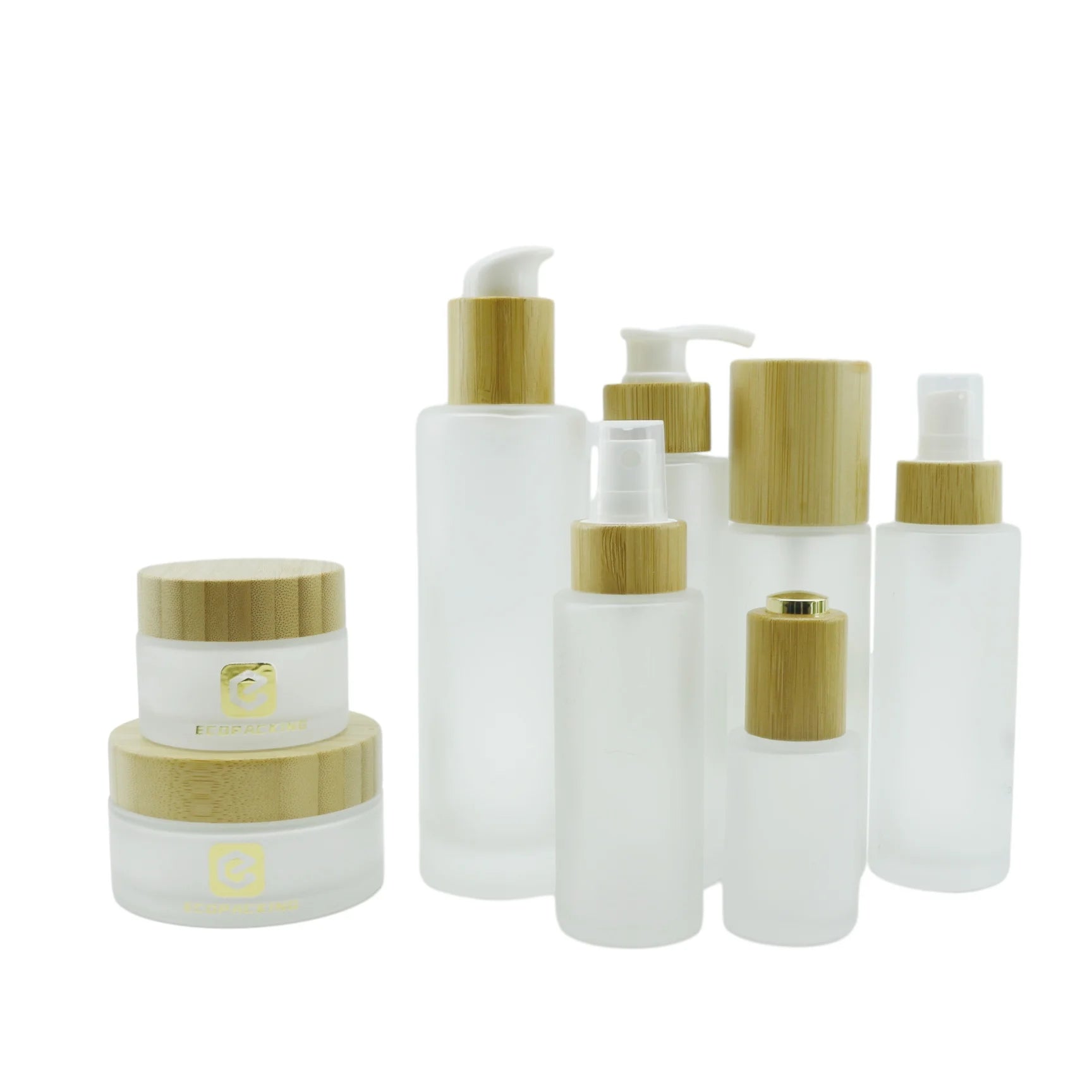 Empty Amber Brown Cosmetic Glass Jar 1oz 5g 10g 15g 20g 50g 100g 30g Eye Cream Frosted Glass Jar 50ml With Bamboo Cap Lid - 图片 2