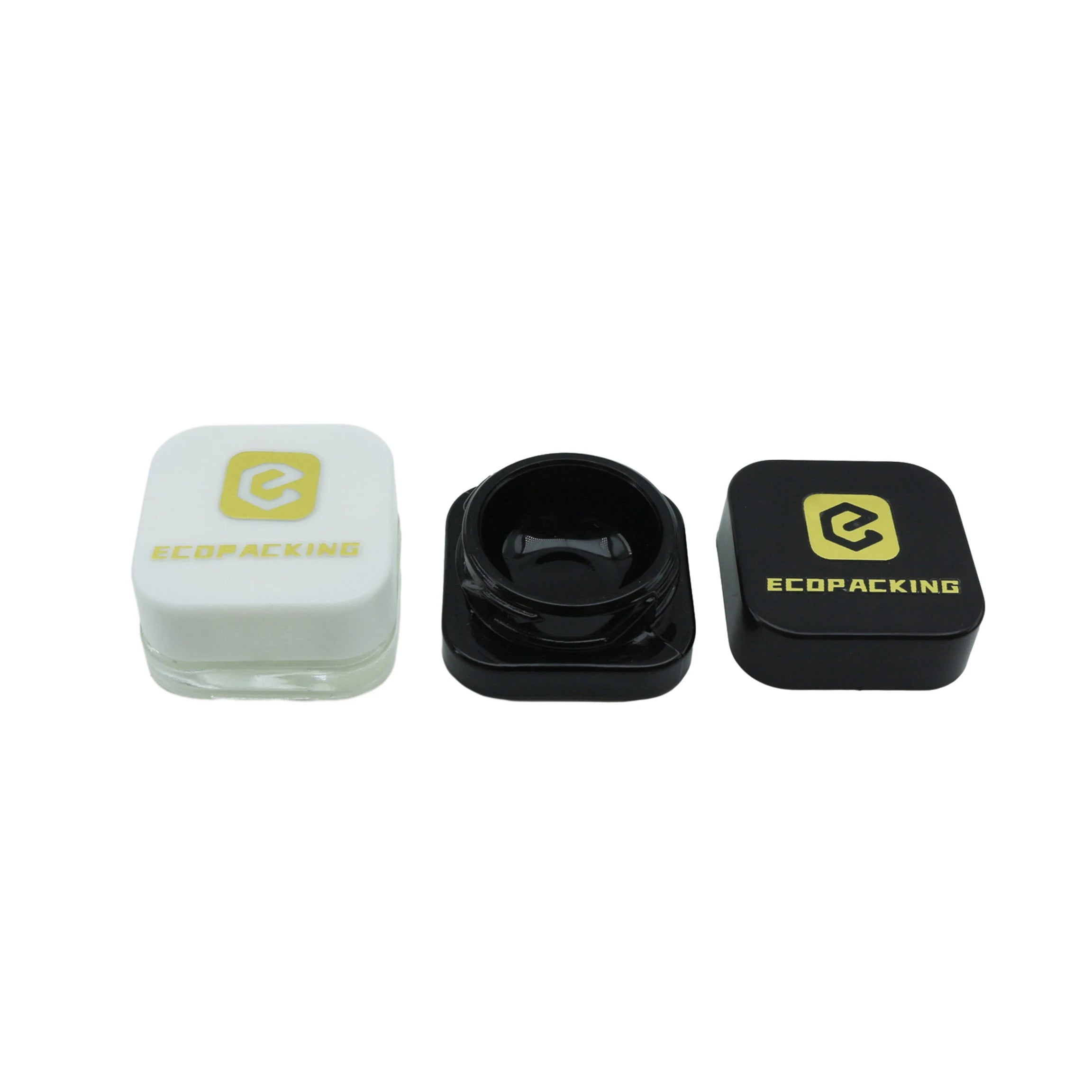 5ml Black Square and Triangle Concentrate Jar Child Proof Resistant Small Glass Container Child Lid - 图片 2