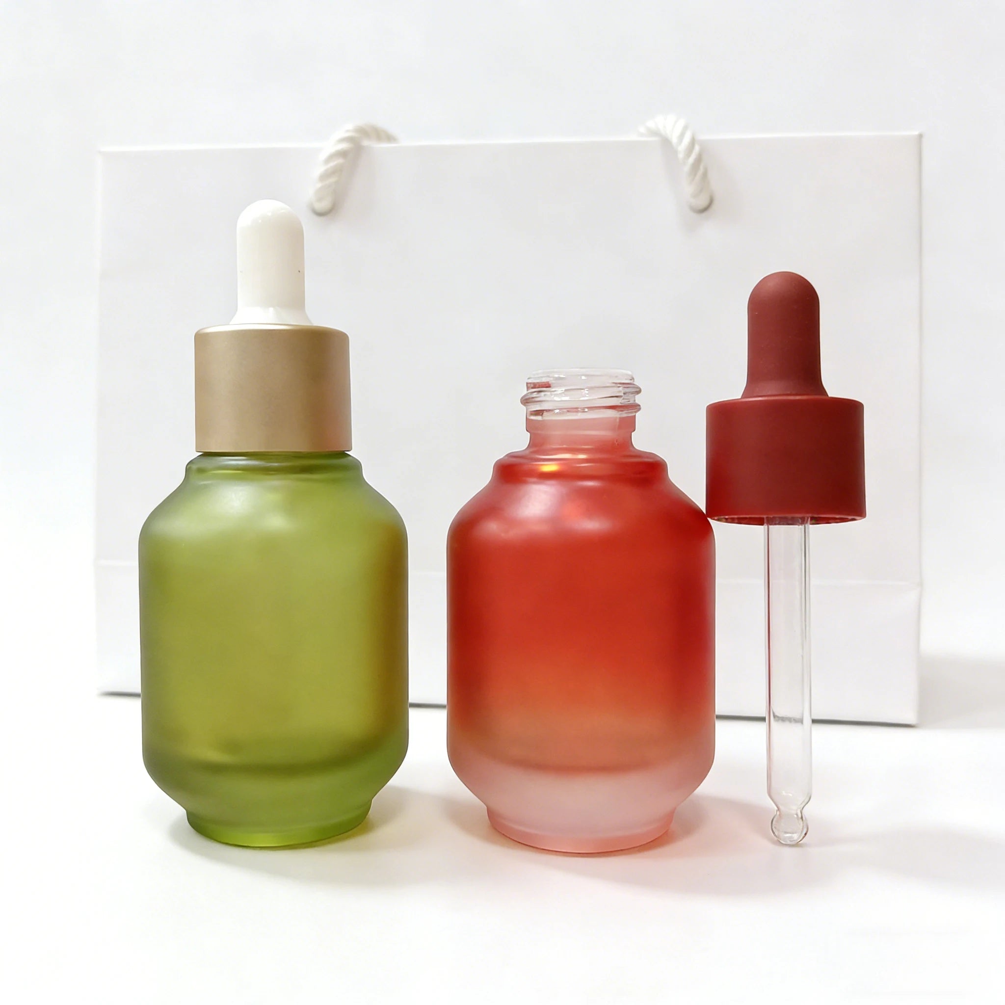 OEM Luxury Empty 30ml Frosted Glass Face Oil Serum Bottle Packaging 1oz Cosmetic Essential Oil Dropper Bottle for Skincare - 图片 6