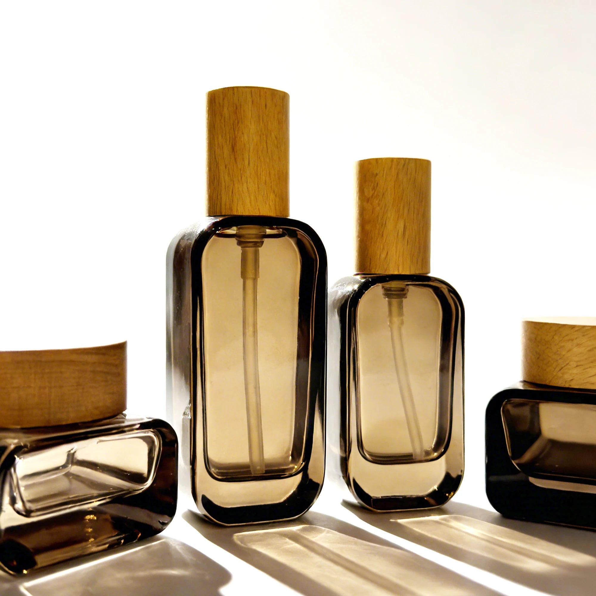 Customizable Gradient Orange Glass Skincare Bottles Jars-Logo Printed Cosmetic Packaging Pump/Screw Cap Square Skin Care Serum - 图片 6