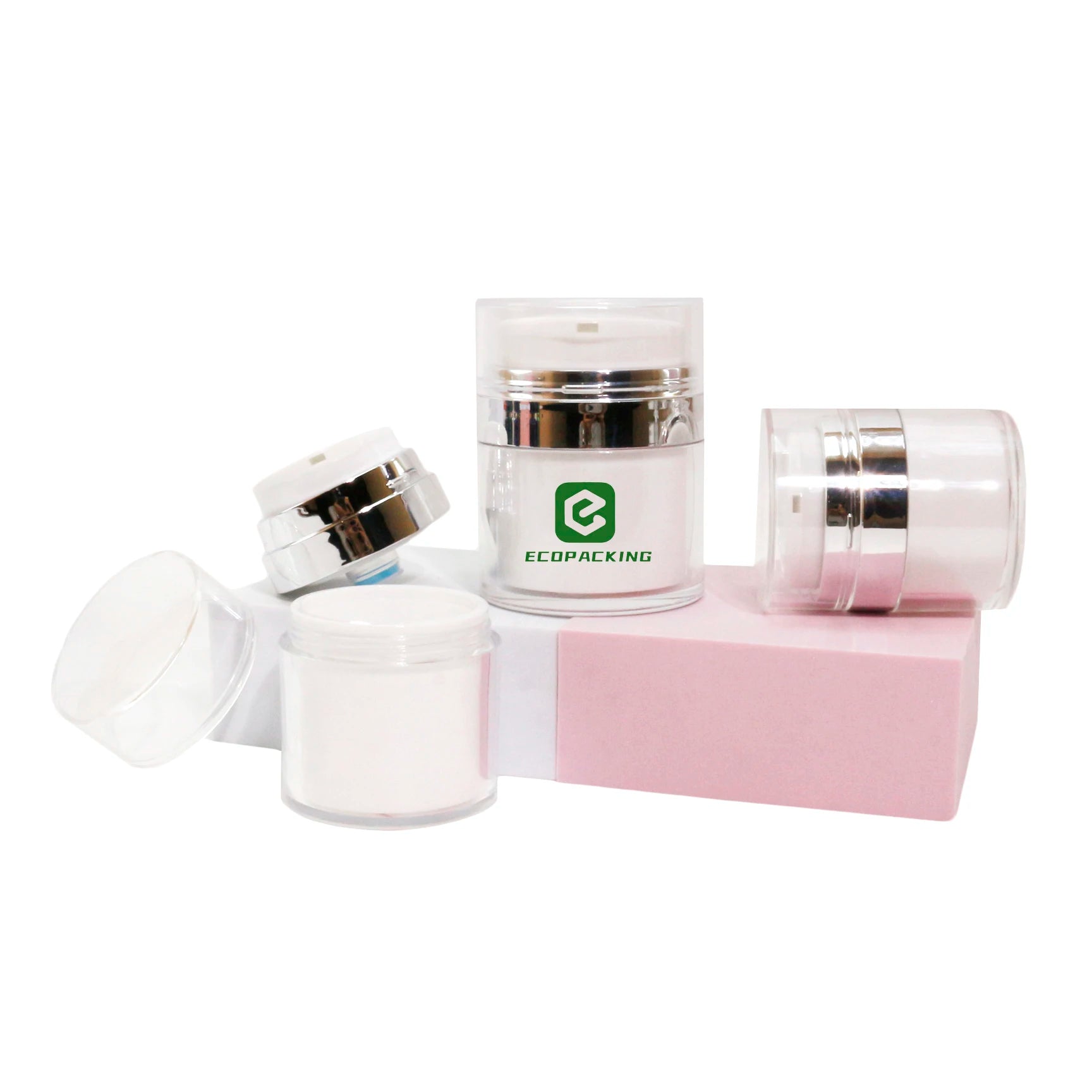 Luxury Cosmetic Airless Pump Jar 15ml 30ml 50ml 100ml Cream Airless Jar Refillable Plastic Airless Bottle Jar C888 - 图片 4