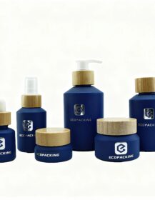 Cosmetic Lotion Glass Bottle 5/10/15/30/50/120ml Slant Shoulder Frosted Dark Blue Shampoo Pump Mascara Wigs