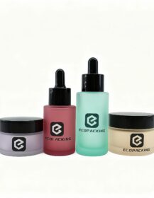 Packaging Luxury Flat Shoulder Cylinder clear Frosted 30ml 100ml 60ml Glass Bottle with Dropper Shampoo Body Lotion Face Cream