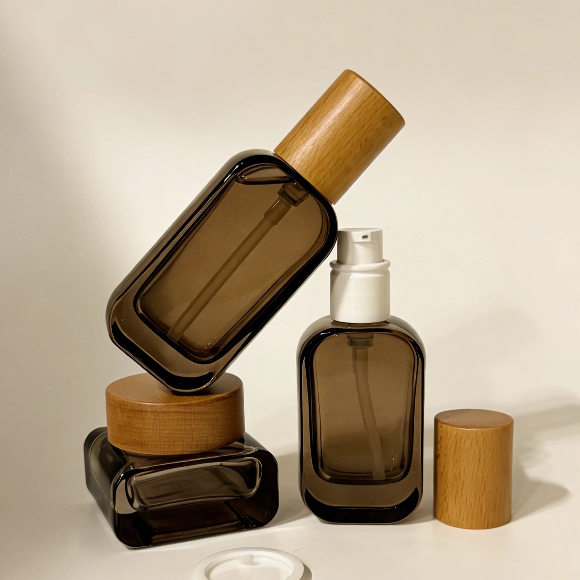 High-grade Skin Care 30ml 50ml 100ml 120ml Gradient Orange Cosmetic Lotion Pump Foundation Glass Bottles Jars Set Face Cream - 图片 3