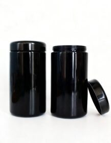 8oz 16oz 32oz 250ml 500ml 1000ml UV Black Dark Violet purple Glass Jar with ABS Bakelite Lid for dry flower loose tea