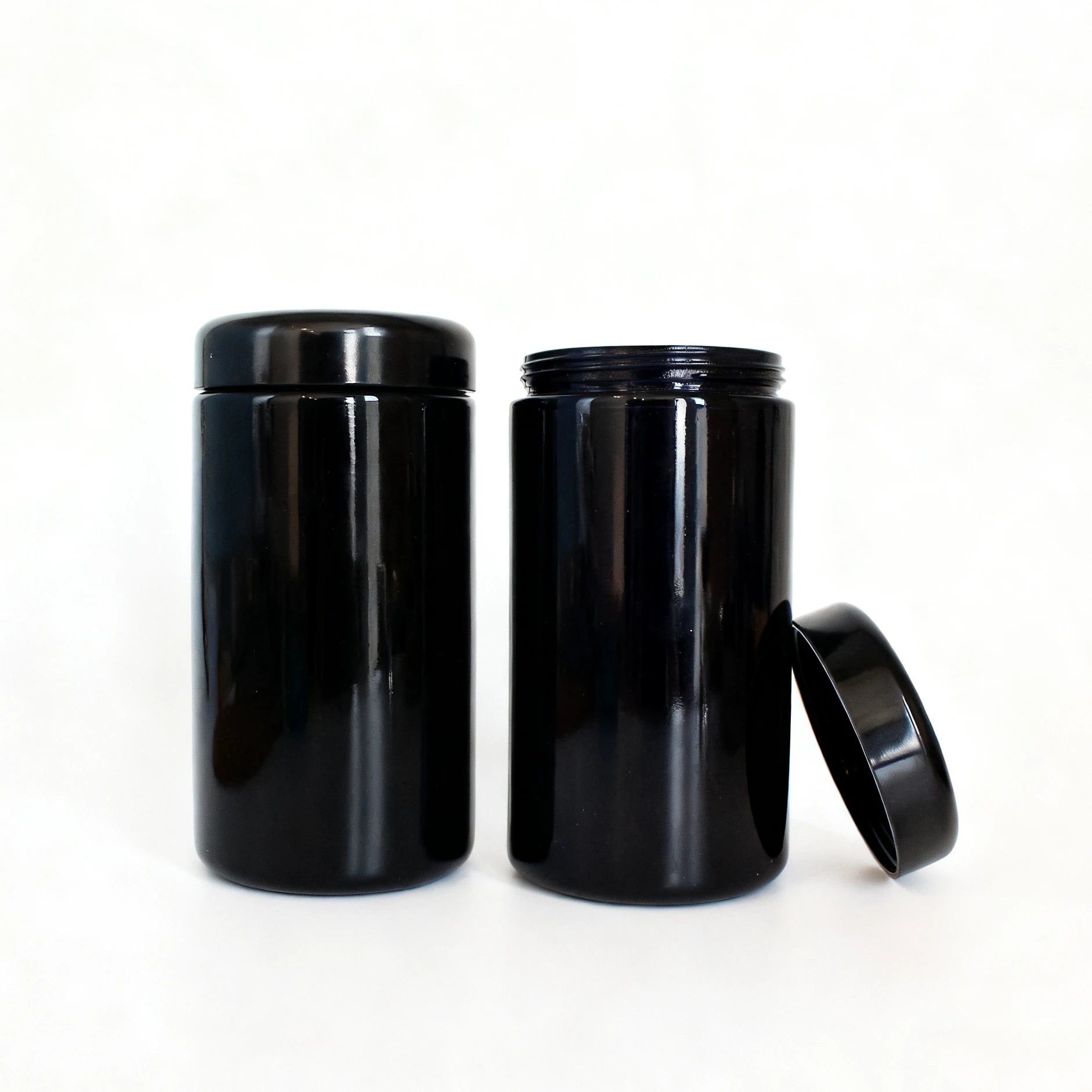 8oz 16oz 32oz 250ml 500ml 1000ml UV Black Dark Violet purple Glass Jar with ABS Bakelite Lid for dry flower loose tea