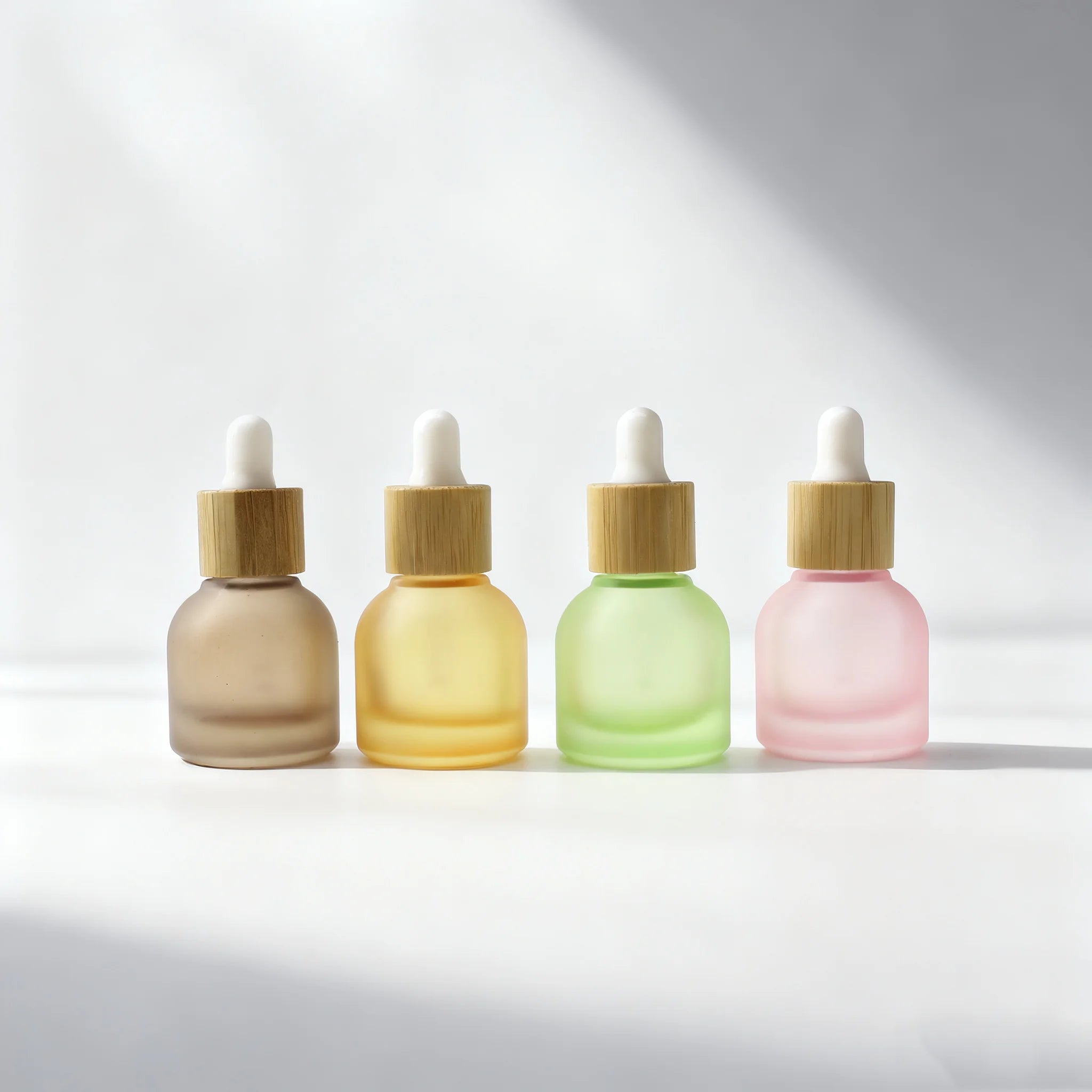 10ml Luxury Bamboo Wood Cap Essential Oil Frosted Glass Dropper Bottle Packaging Perfume Container