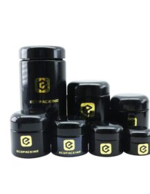 OEM Custom Wholesale 100ml 200ml 250ml 500ml 1000ml UV Black Violet Glass Jars Black Lid for Dry Tea Skin Care Cream Cosmetic
