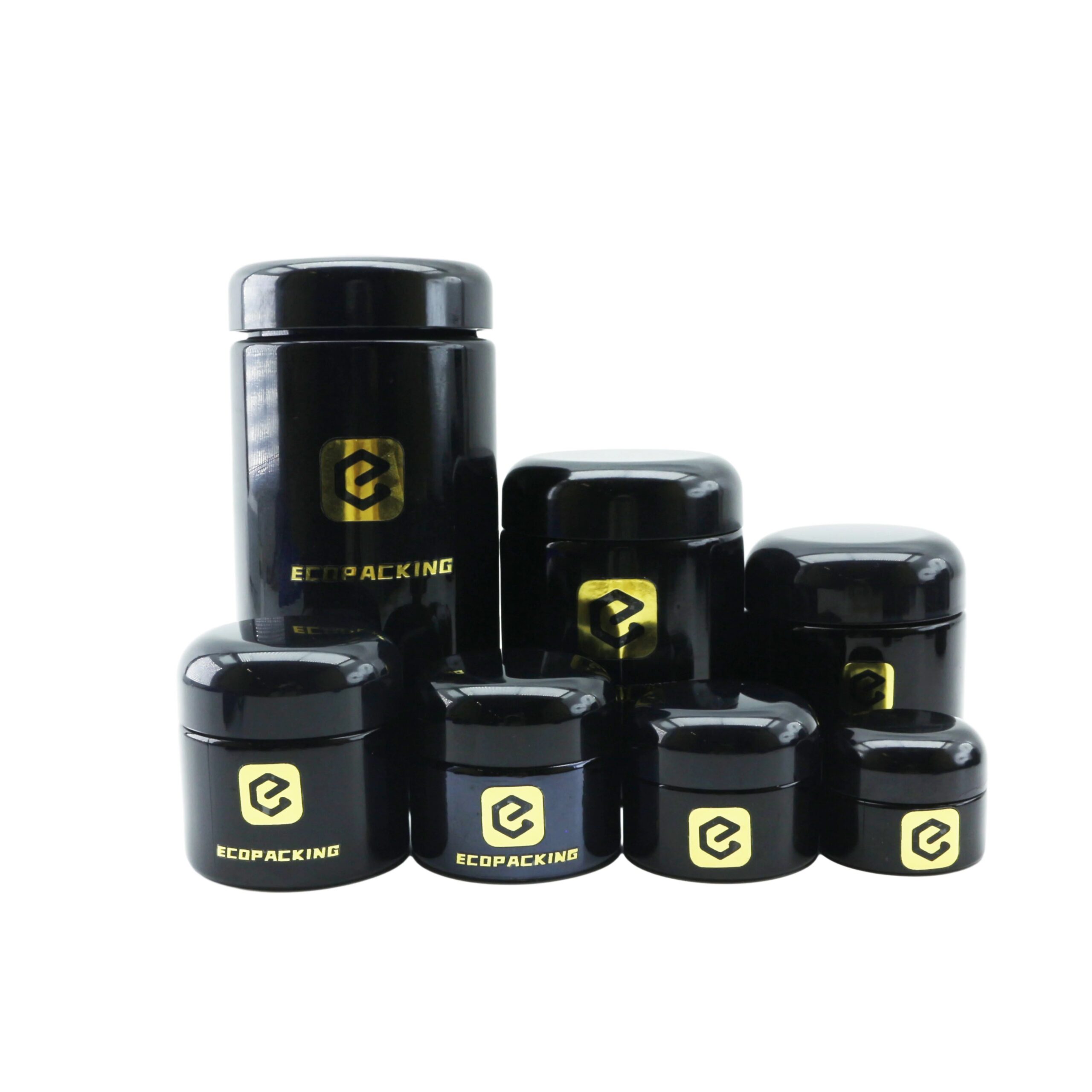 OEM Custom Wholesale 100ml 200ml 250ml 500ml 1000ml UV Black Violet Glass Jars Black Lid for Dry Tea Skin Care Cream Cosmetic