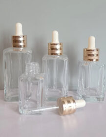 Hot Sale clear Square Glass Cosmetic Bottle Dropper Serum Bottle 30ml 50ml 75ml 100ml Essential Oil Bottle Luxury