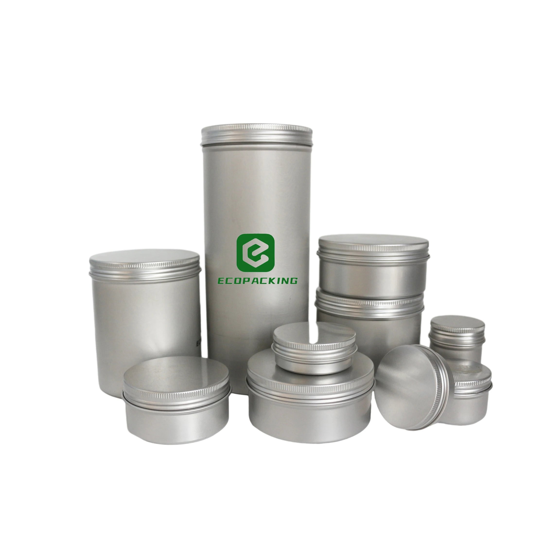 Wholesale Aluminum Jar With Screw Lid Round Silver Cosmetic Tin Container Can