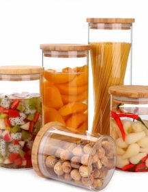 High Quality Food Glass Jars Candy Sugar Cookie Kitchen Jars Storage Set for Jams