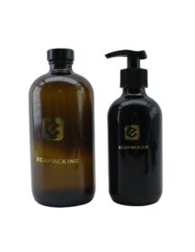5ml/10ml/15ml/30ml/50ml/100ml Round Amber Glass Dropper Bottle with Lotion Pump Carton Packed Hot Stamping
