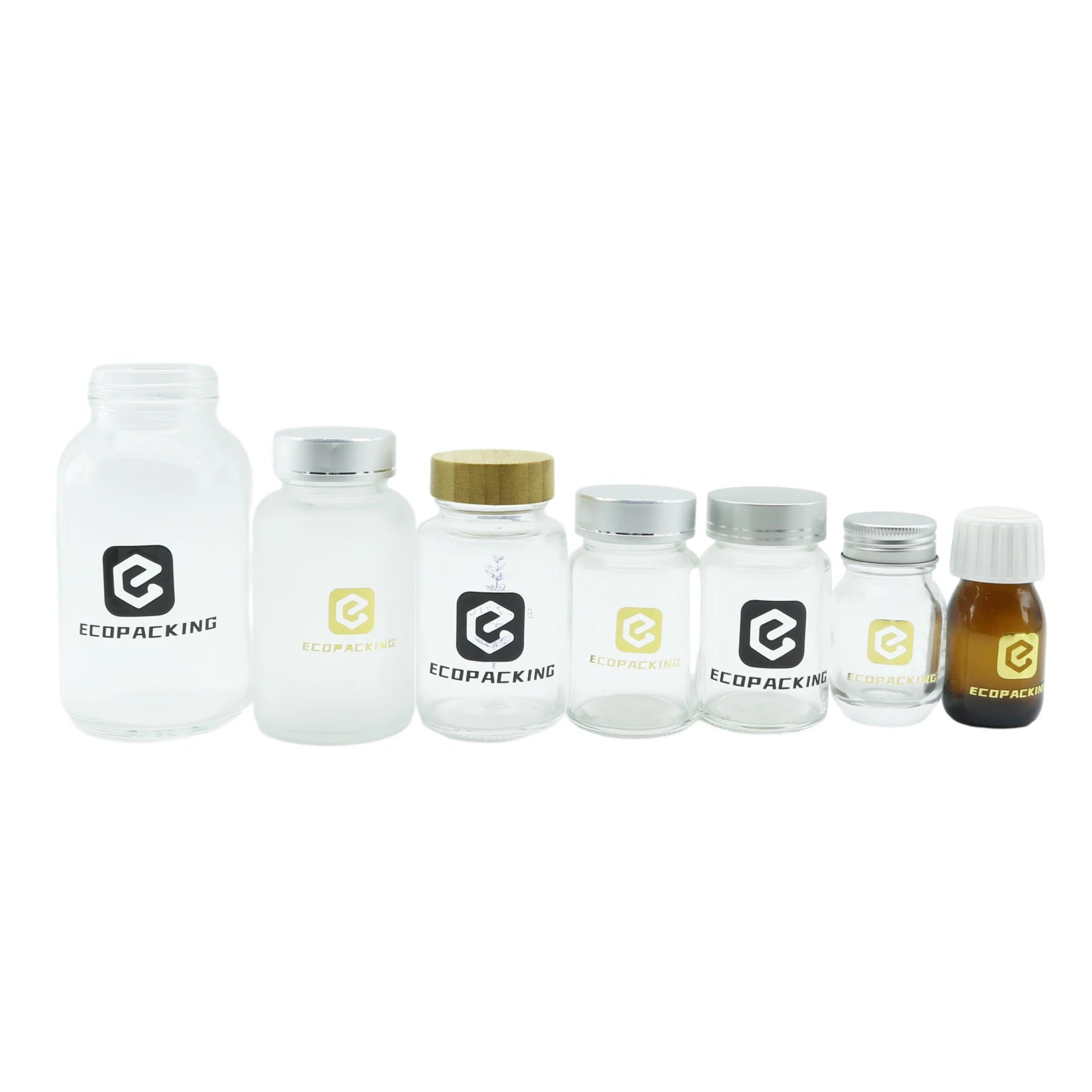 100ml clear Frosted Food Grade Supplement Food Grade Glass Bottle for 60pcs Capsules with Lid Custom OEM - 图片 5