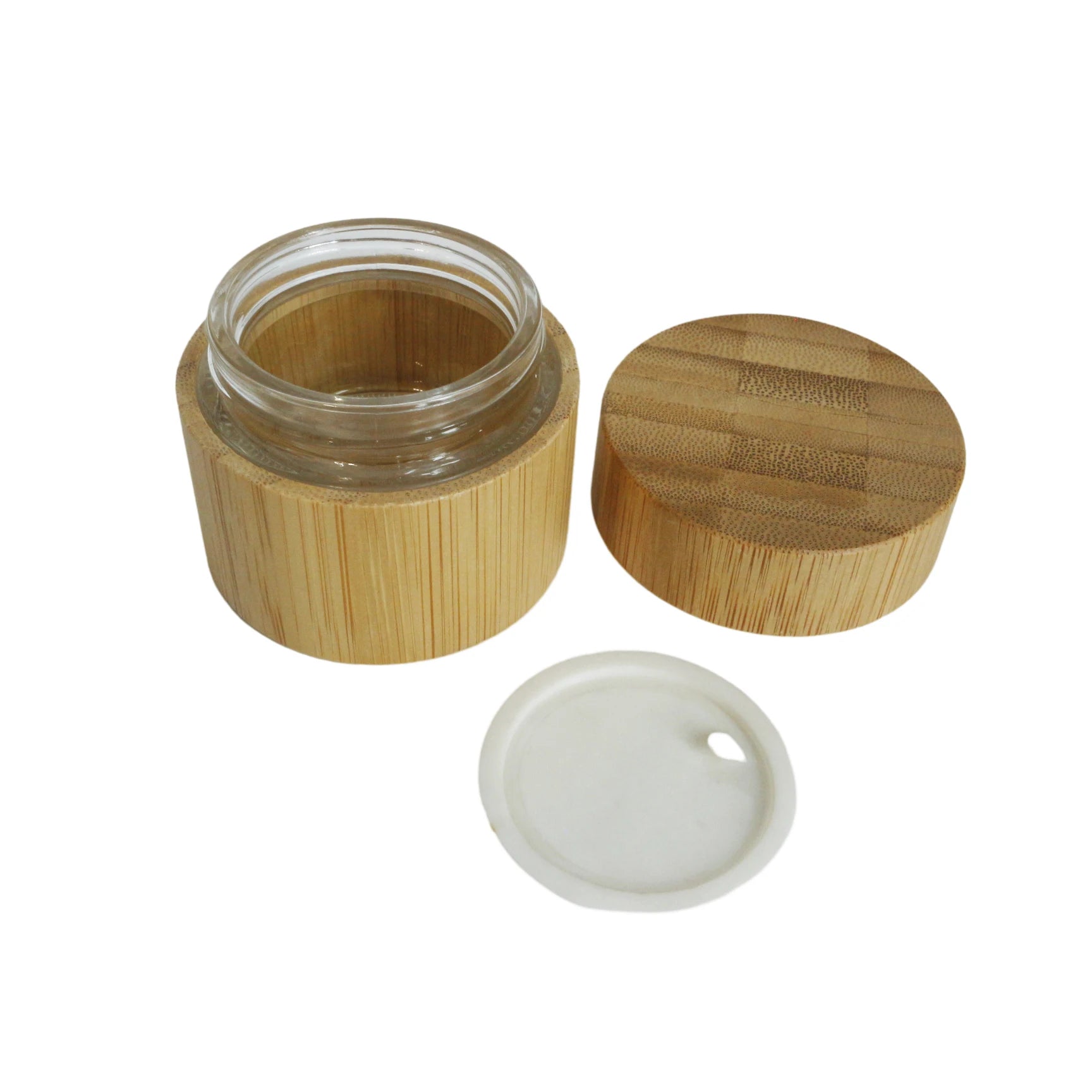 Wholesale Empty Custom Round Wooden Bamboo Glass Jar Cosmetics Container 30g 30ml 1oz - 图片 3