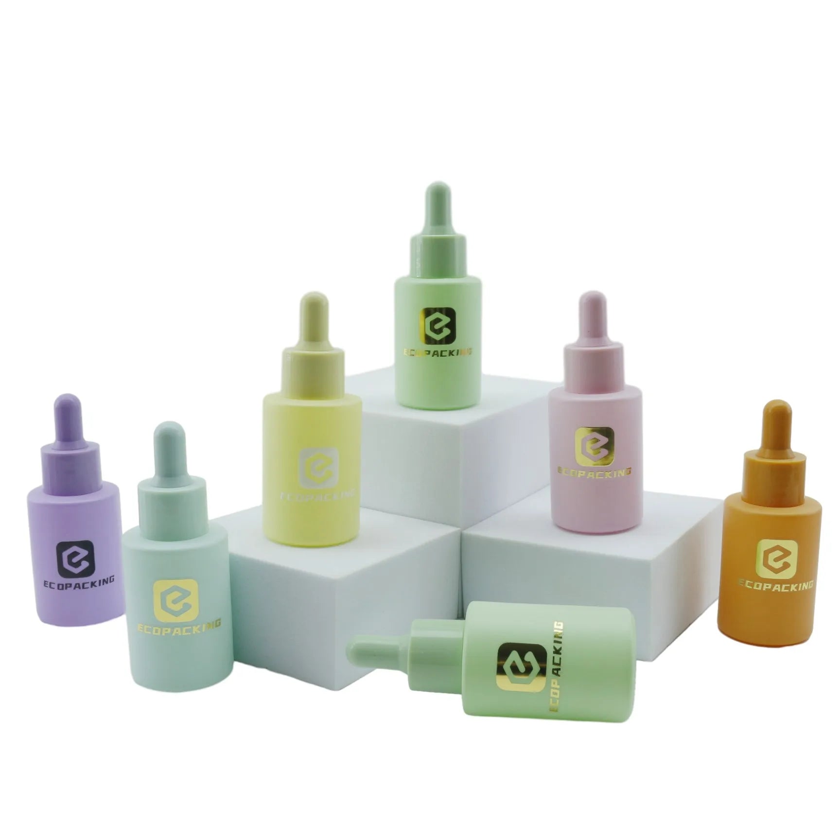30ml 50ml Serum Cosmetic Packaging Gradient Flat Shoulder Empty Repair Glass Dropper Bottle Oil Bottle with Dropper - 图片 7