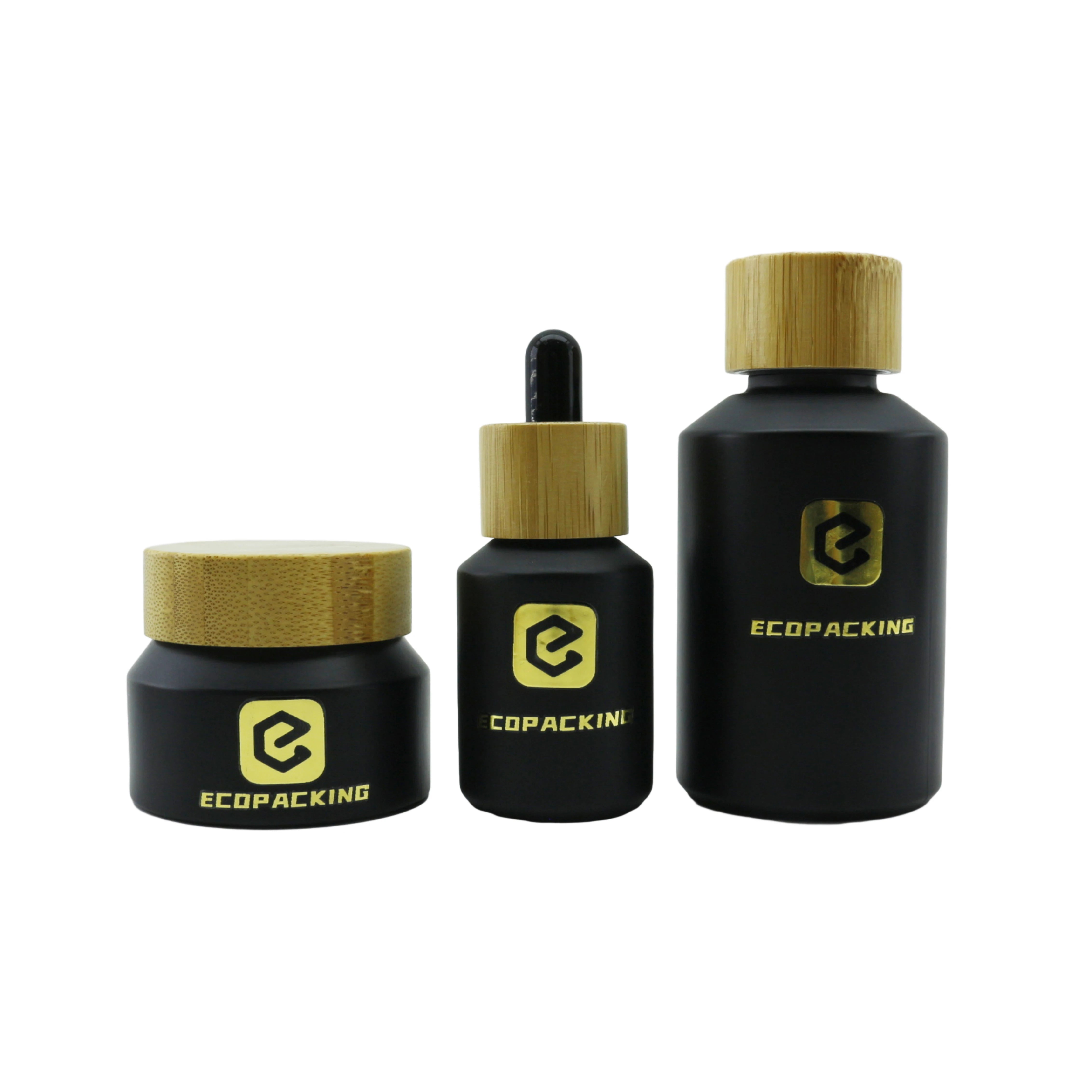 Luxury Cosmetic Skin Care Set Matte Black Frosted Glass Bottle for Essential Oil Serum Lotion Cosmetic 15ml 30m 60ml 100ml - 图片 4