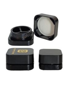 3g 5g 7g 9g Empty Uv Black Small Mini square Glass Two Compartment Concentrate Jar for Cocentrate Oil