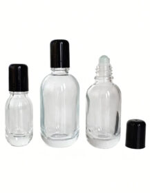 Empty 10ml 30ml 50ml Clear Glass Roll on Bottles with Steel Roller Ball Refillable Round Bottle for Essential Oils