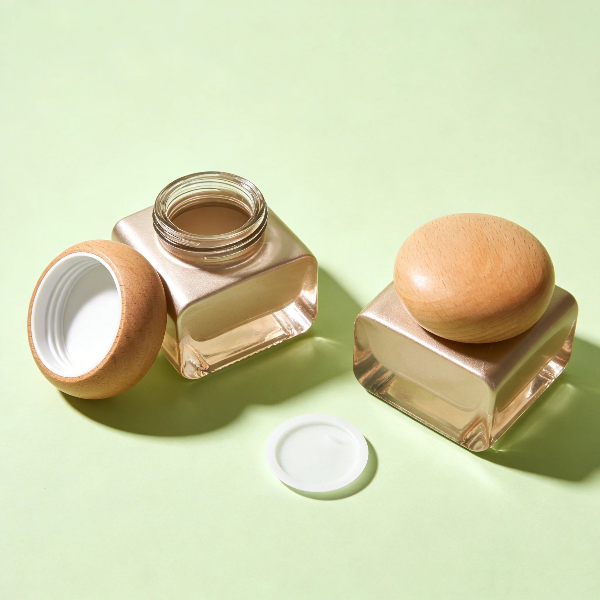 Custom OEM Empty Luxury square Glass Essential Oil Lotion Pump Bottle with Beech Wooden Cap 20ml 30ml 50ml 100ml 120ml - 图片 5
